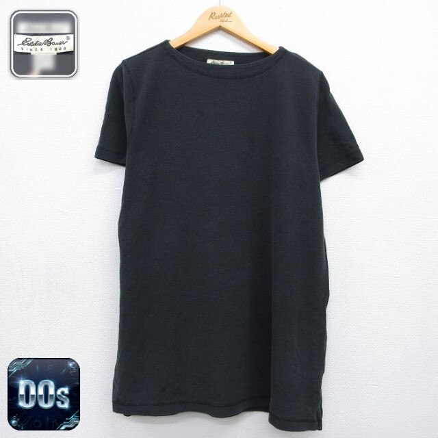 【20%OFF】古着 エディーバウアー 半袖 ビンテージ Tシャツ レディース 00年代 00s 無地 鹿の子 クルーネック 黒 26may08