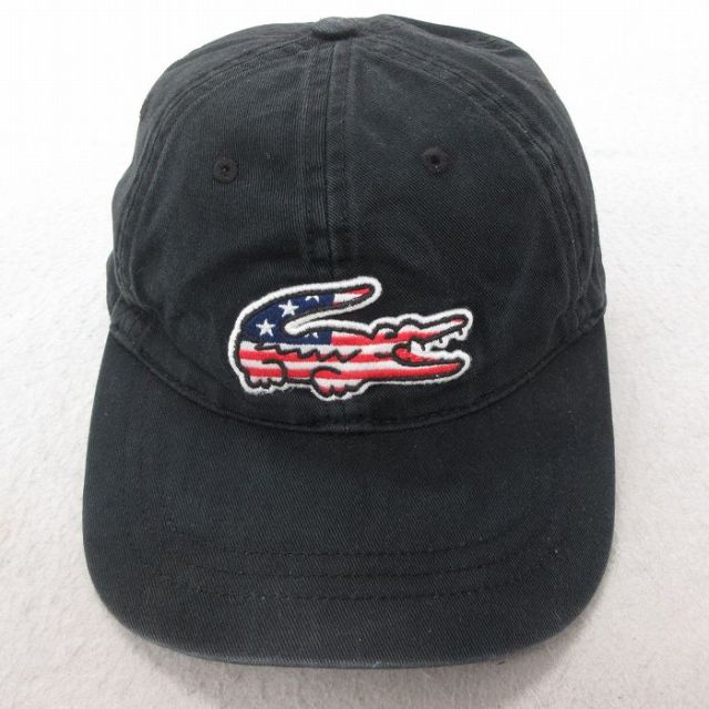 中古 ラコステ LACOSTE ブランド キャップ ビッグロゴ コットン 黒 ブラック 25jul09