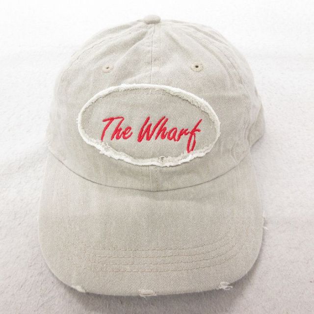 中古 キャップ 00年代 00s The Wharf コットン 薄ベージュ カーキ すれ加工 25jul09