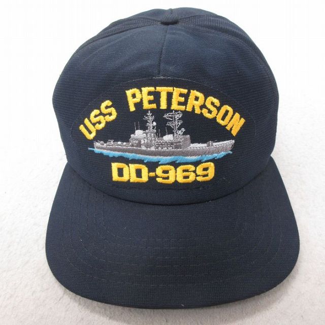中古 キャップ 80年代 80s 軍艦 USA製 黒 ブラック 25jul15