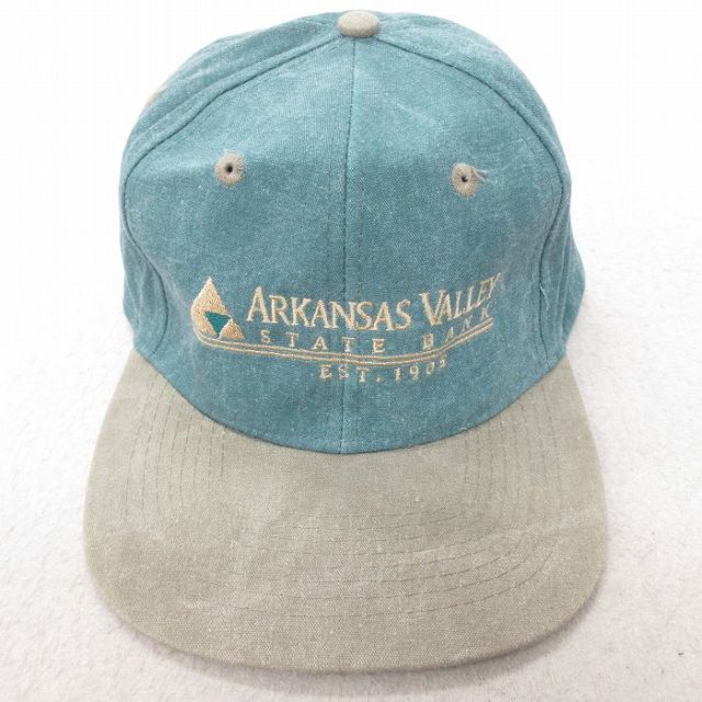 中古 キャップ アーカンソー 刺繍 ツートンカラー コットン 緑 グリーン 25jul15