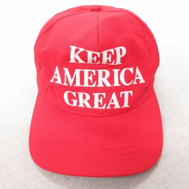 中古 キャップ トランプ大統領 刺繍 USA製 赤 レッド 25jul15
