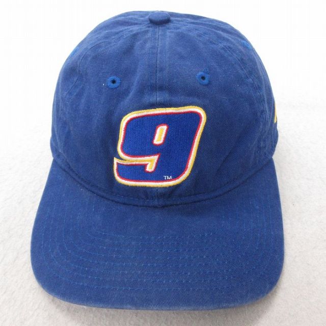 中古 ニューエラ キャップ NASCAR 9 刺繍 コットン 青 ブルー 25jul16
