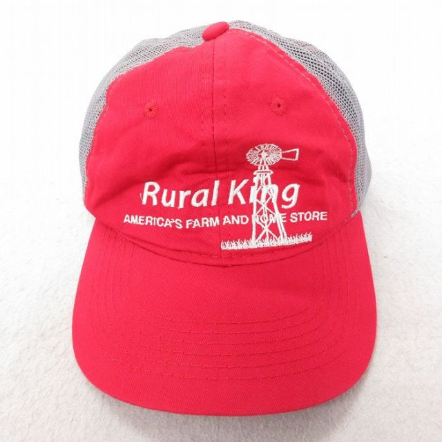 中古 メッシュ キャップ Rural 刺繍 ツートンカラー 赤 レッド 25jul22