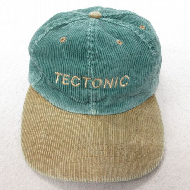 中古 キャップ TECTONIC 刺繍 コーデュロイ ツートンカラー コットン 緑 グリーン 25jul23