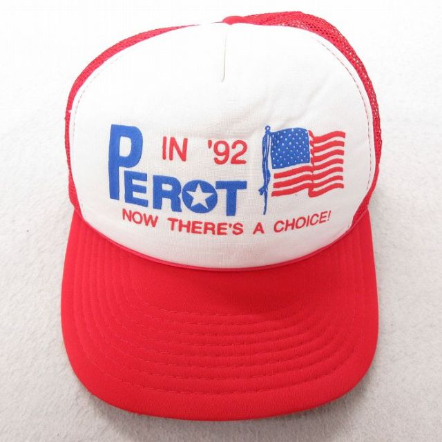 中古 メッシュ キャップ 90年代 90s PEROT ツートンカラー 赤 レッド 25jul23