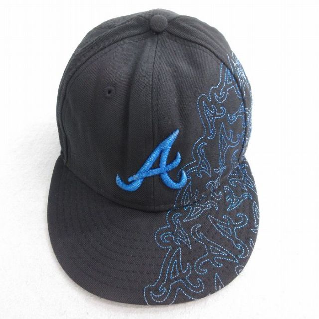 中古 ニューエラ キャップ MLB アトランタブレーブス 刺繍 ウール 黒 ブラック メジャーリーグ ベースボール 野球 25jul28