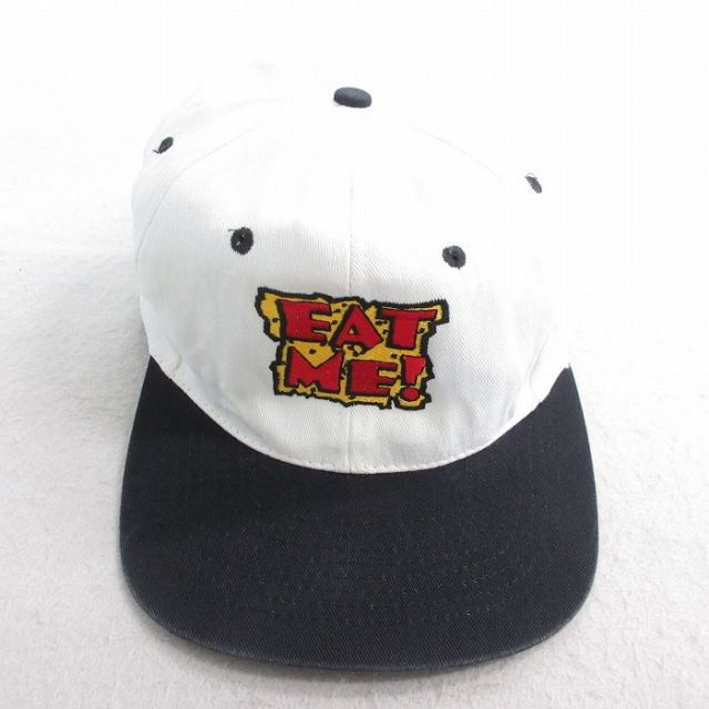 中古 キャップ 80年代 80s EAT ME 刺繍 ツートンカラー 白他 ホワイト 【spe】 25jul28