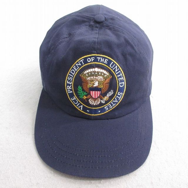 中古 キャップ 90年代 90s VICE PRESIDENT 刺繍 USA製 紺 ネイビー 25jul28