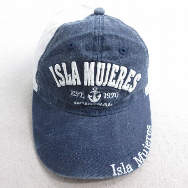 中古 キャップ ISLA MUJERS イカリ 刺繍 ツートンカラー 紺他 ネイビー 25jul29