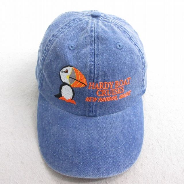 中古 キャップ HARDY BOAT 鳥 刺繍 コットン 薄紺 ネイビー 25jul29
