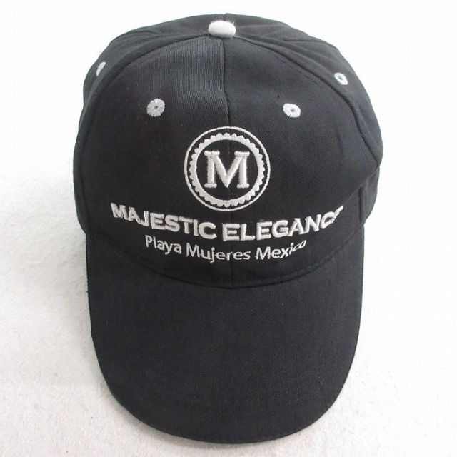 【50%OFF】中古 キャップ MAJESTIC ELEGANCE 刺繍 黒 ブラック 25jul29