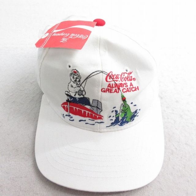 中古 キャップ 90年代 90s コカコーラ シロクマ 釣り デッド 白 ホワイト 25aug01