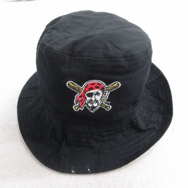 中古 ハット MLB ピッツバーグパイレーツ 刺繍 リバーシブル コットン 黒他 ブラック メジャーリーグ ベースボール 野球 25aug02