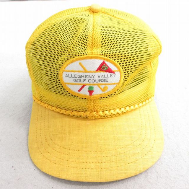【20%OFF】中古 メッシュ キャップ 80年代 80s ゴルフ USA製 黄 イエロー 25aug02