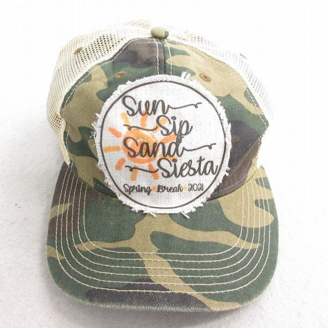 【50%OFF】中古 メッシュ キャップ Sand Siesta ウッドランドカモ 緑他 グリーン 迷彩 25aug04