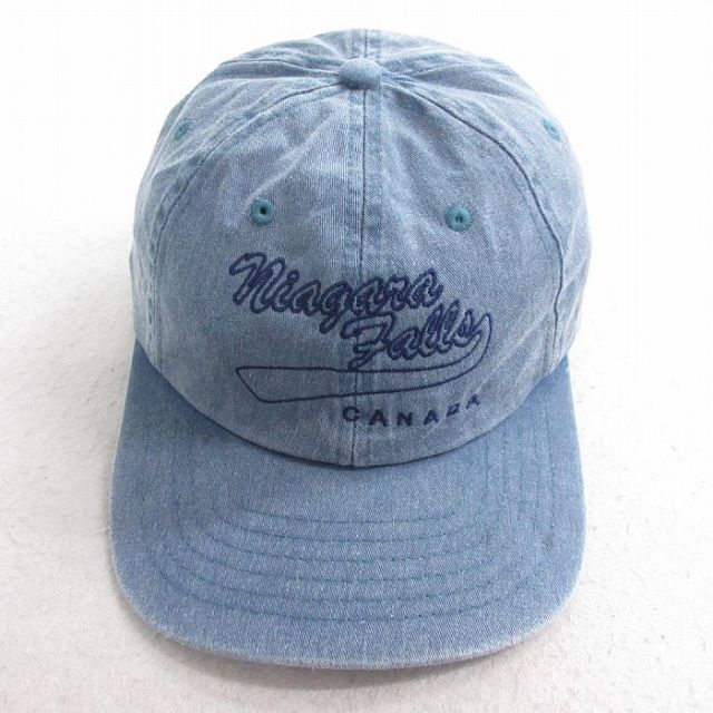 【20%OFF】中古 キャップ ナイアガラの滝 刺繍 コットン 薄紺 ネイビー 25aug04