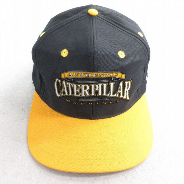【20%OFF】中古 キャップ CATERPILLAR フロッキープリント CAT ツートンカラー コットン 黒他 ブラック 25aug08
