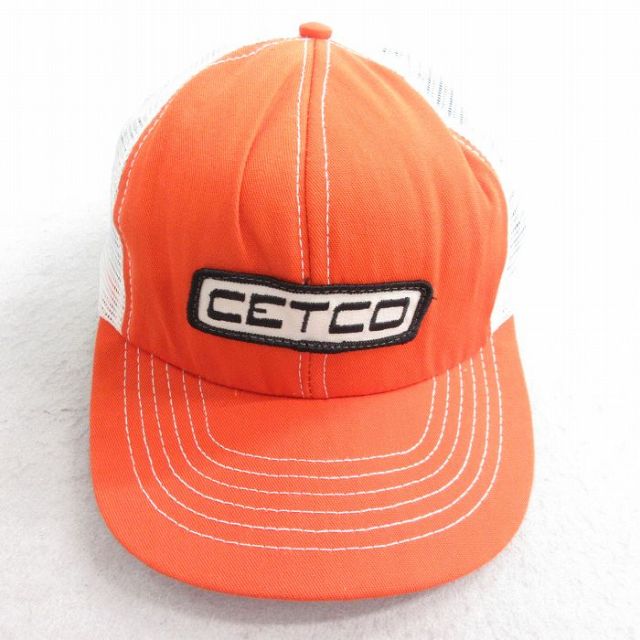 【20%OFF】中古 メッシュ キャップ 90年代 90s CETCO ツートンカラー USA製 オレンジ他 25aug09
