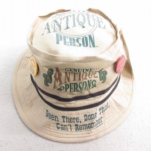 中古 ハット 90年代 90s ANTIQUE 缶バッジ デッドストック コットン ベージュ他 カーキ 内側メッシュ 25aug12