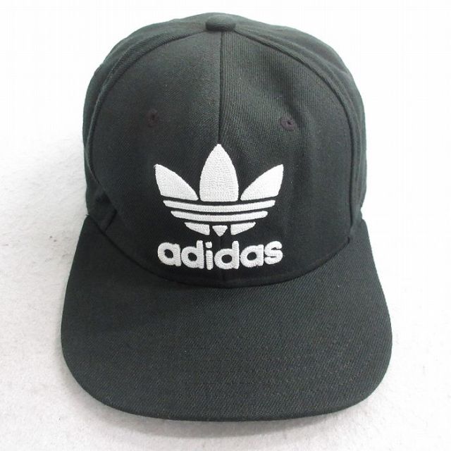 中古 アディダス adidas キャップ ビッグロゴ リーフ トレフォイル 黒 ブラック 25aug26