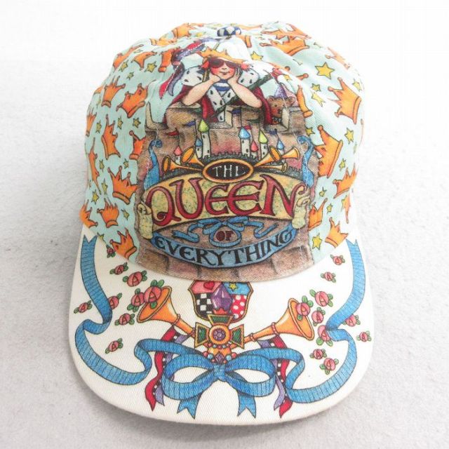 中古 キャップ 90年代 90s THE QUEEN メアリーエンゲルブライト コットン USA製 青緑系他 【spe】 25sep30