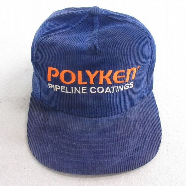 中古 コーデュロイ キャップ 90年代 90s POLYKEN 刺繍 紺 ネイビー 25sep30