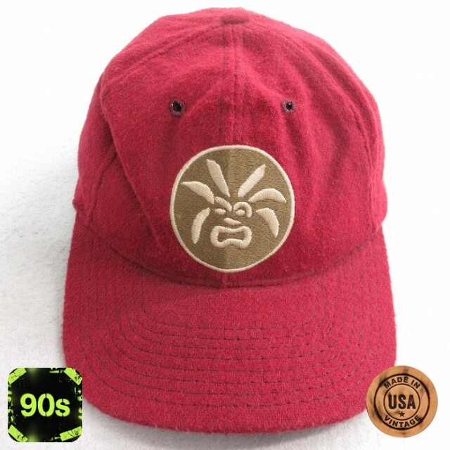 中古 キャップ 90年代 90s Yaga 刺繍 ウール USA製 エンジ 25oct04