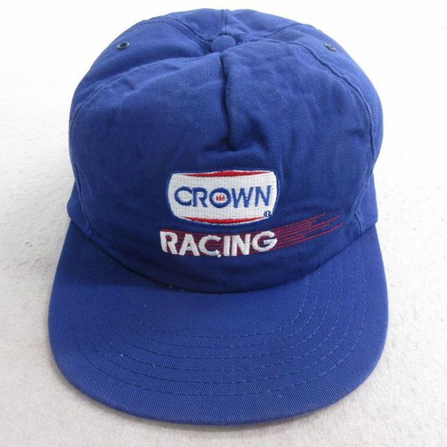 【20%OFF】中古 キャップ 80年代 80s CROWN レーシング 刺繍 USA製 青 ブルー 25oct04