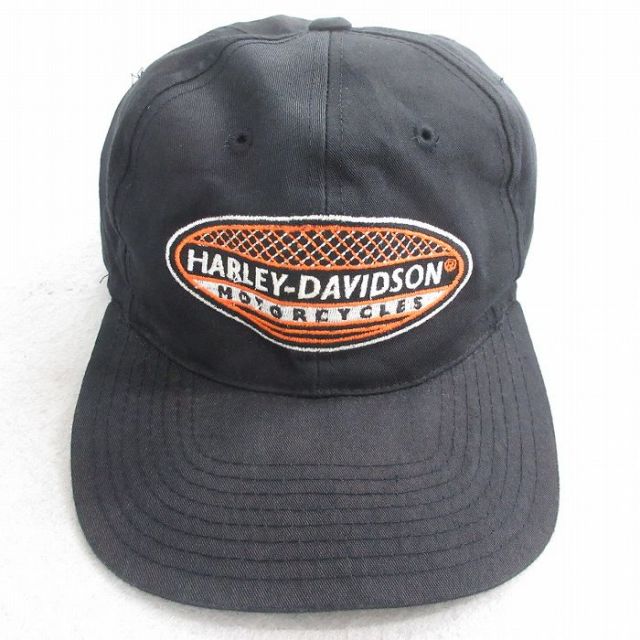 中古 ハーレーダビッドソン Harley Davidson キャップ 90年代 90s ビッグロゴ 刺繍 黒 ブラック 【spe】 25oct14