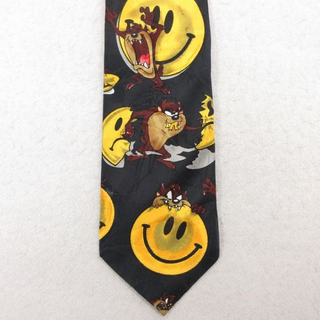 中古 ネクタイ ルーニーテューンズ LOONEY TUNES タズ スマイル 黒他 ブラック 【spe】 25feb13
