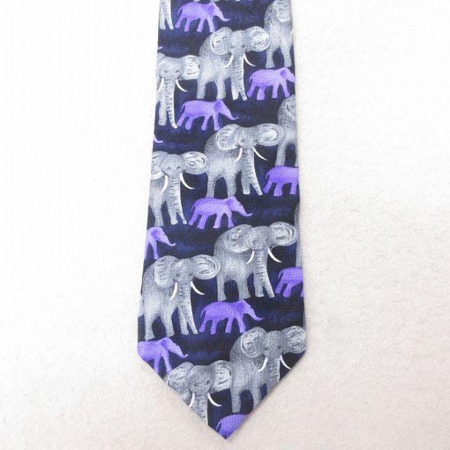 【20%OFF】中古 ネクタイ 90年代 90s ゾウ シルク USA製 黒 ブラック 25jun30