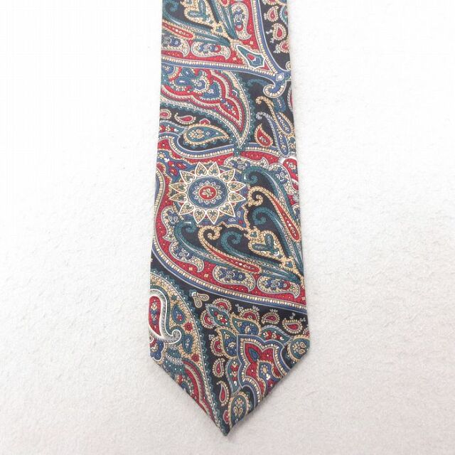 中古 ネクタイ 90年代 90s ペイズリー柄 シルク USA製 エンジ他 25jul01