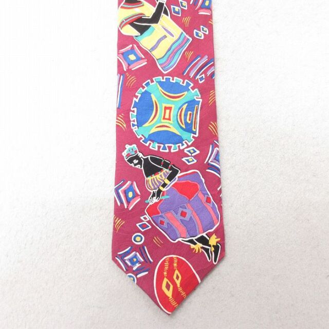中古 ラルフマーリン ネクタイ 90年代 90s ミュージシャン シルク USA製 エンジ 25jul01