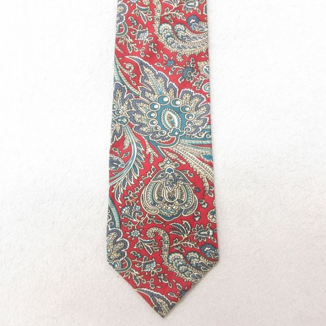 中古 ネクタイ 90年代 90s 花柄 シルク USA製 エンジ 25jul10