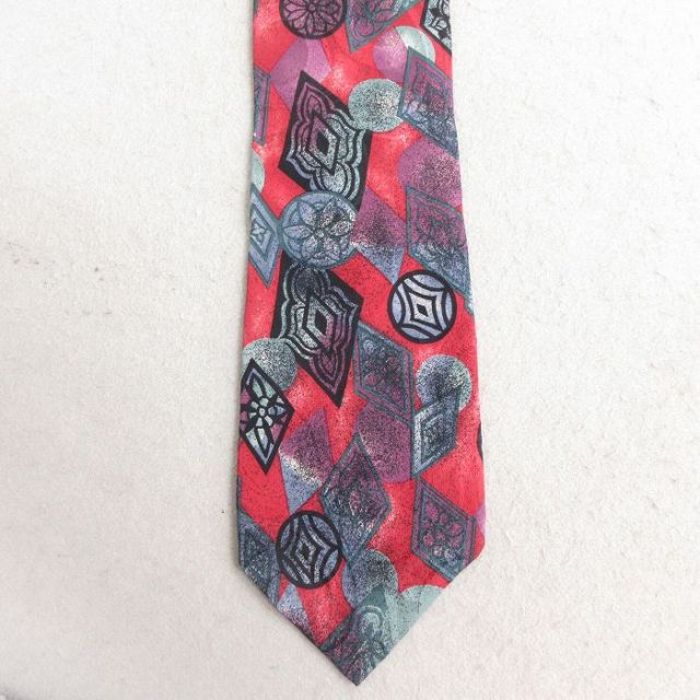 【50%OFF】中古 ネクタイ 90年代 90s 総柄 シルク USA製 赤 レッド 25jul15