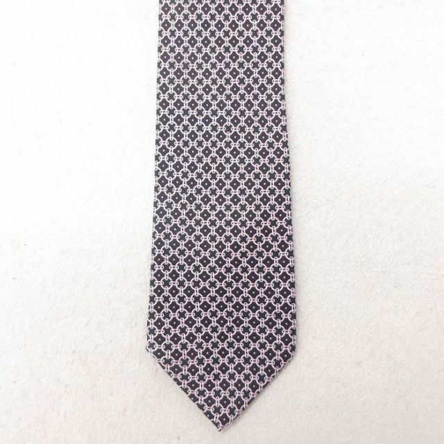 中古 ピエールカルダン pierre cardin ブランド ネクタイ 総柄 シルク 黒 ブラック 25jul15