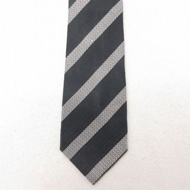 【20%OFF】中古 ネクタイ シルク 黒他 ブラック ボーダー 25jul15