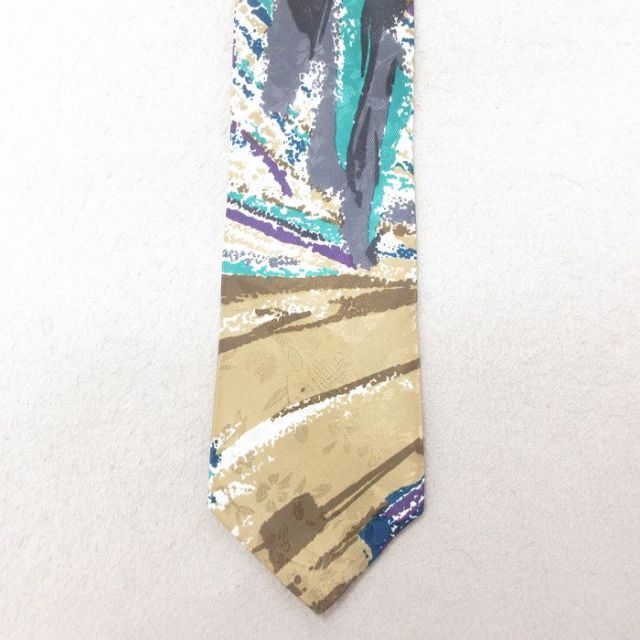 【50%OFF】中古 ネクタイ 90年代 90s 花柄 USA製 ベージュ他 カーキ 25jul15