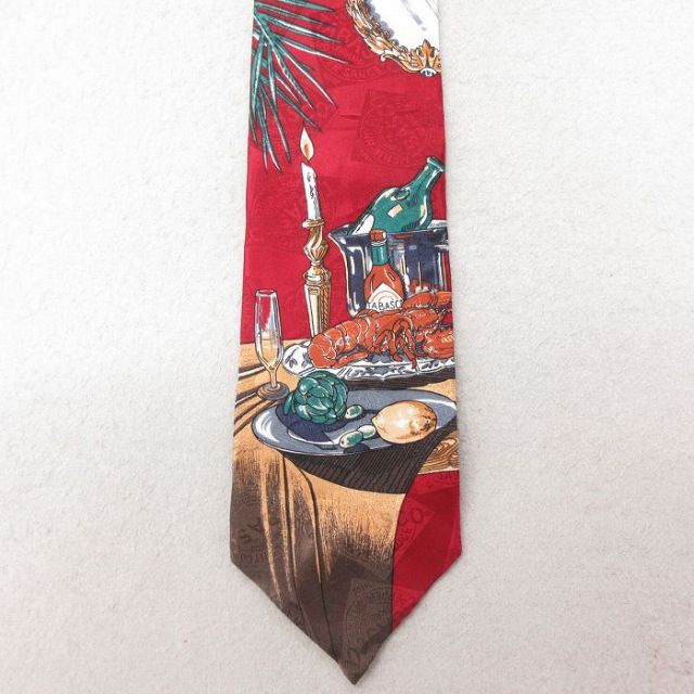 中古 ネクタイ 90年代 90s タバスコ シルク USA製 エンジ 25jul15