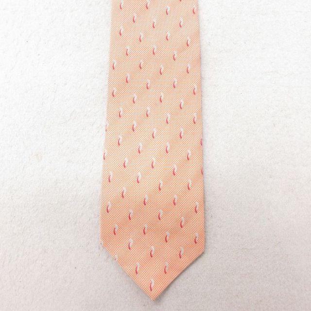 中古 ネクタイ 総柄 イタリア製 薄オレンジ 25jul15