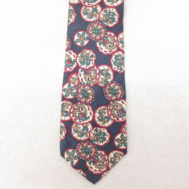 【50%OFF】中古 ネクタイ 90年代 90s 花柄 シルク USA製 紺 ネイビー 25jul15