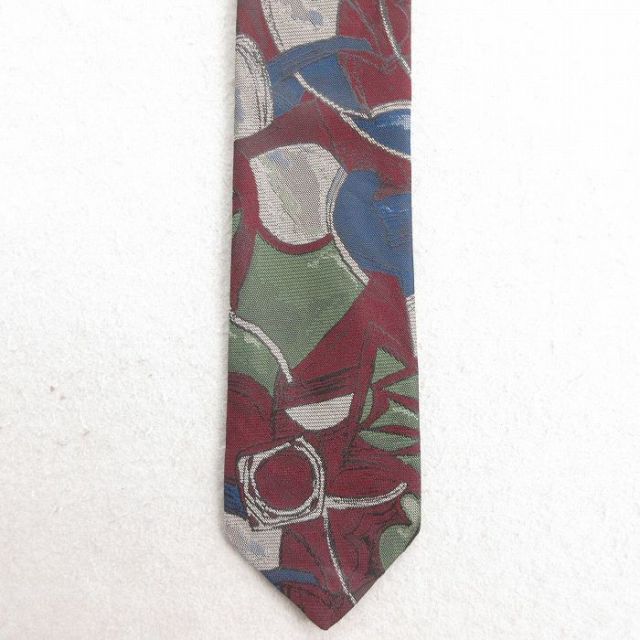 【50%OFF】中古 ネクタイ 90年代 90s 総柄 エンジ 25jul23