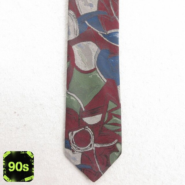 中古 ネクタイ 90年代 90s 総柄 エンジ 25jul23