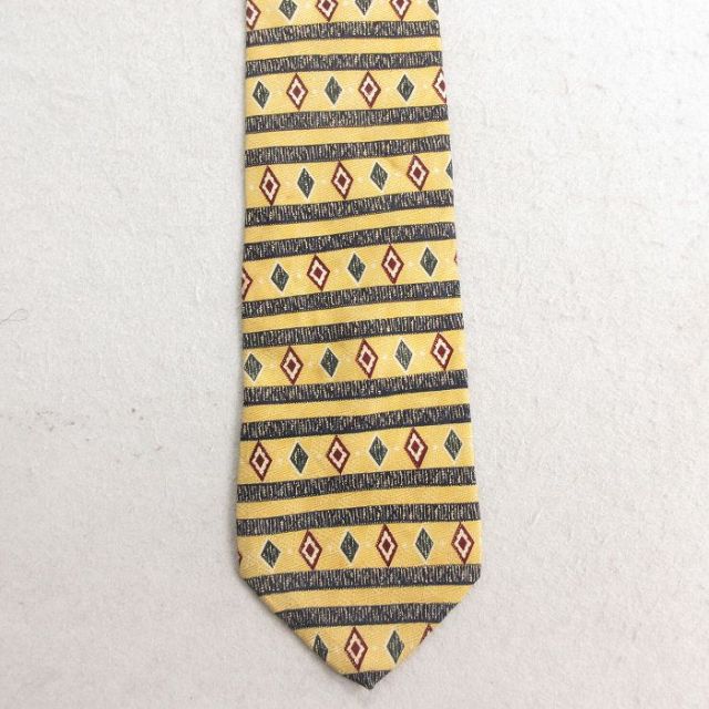 【50%OFF】中古 ボストントレーダース ネクタイ 00年代 00s 総柄 シルク USA製 黄 イエロー 25jul23