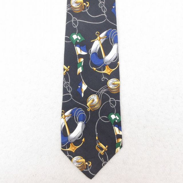 【50%OFF】中古 ラルフローレン Ralph Lauren ブランド ネクタイ 90年代 90s イカリ シルク USA製 紺 ネイビー 25jul26