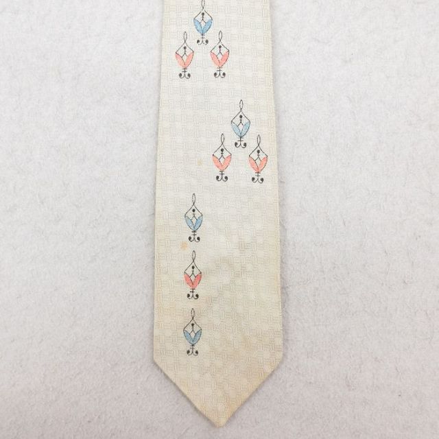 【50%OFF】中古 ペニーズ ビンテージ ネクタイ 60年代 60s 白系 ホワイト 25jul26