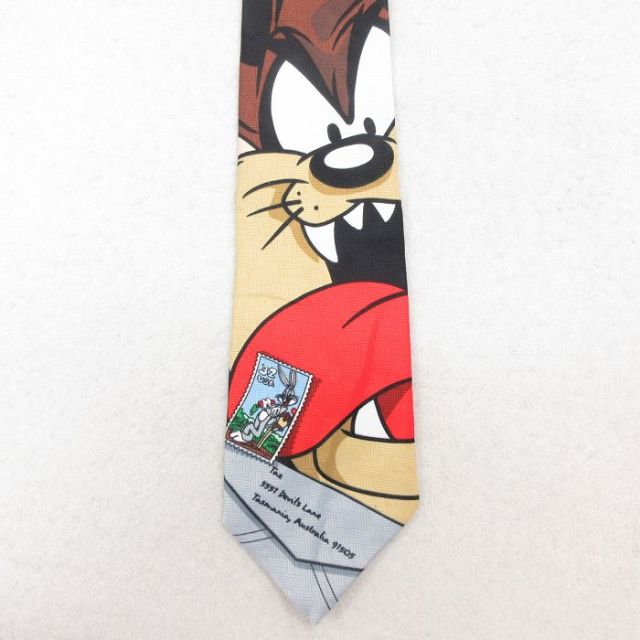 【20%OFF】中古 ネクタイ 90年代 90s ルーニーテューンズ LOONEY TUNES タズ USA製 黒 ブラック 【spe】 25aug02