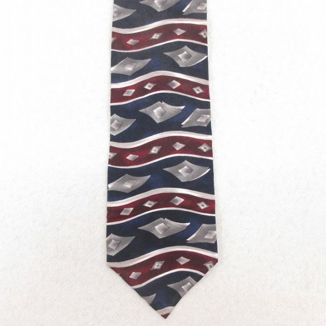 【50%OFF】中古 HAGGAR ネクタイ 90年代 90s 総柄 シルク USA製 紺 ネイビー 25aug02