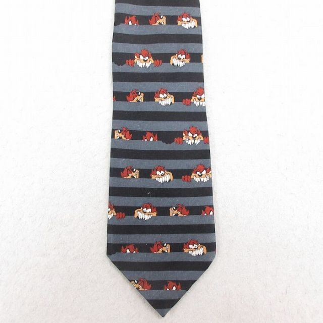 【20%OFF】中古 ネクタイ 00年代 00s ルーニーテューンズ LOONEY TUNES タズ シルク グレー 25aug02